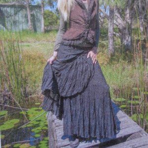 NWT Skirt Etnix Boho Gypsy Flamenco Wrap O/S Black